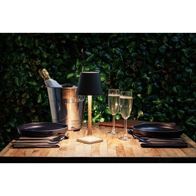 Lampe de table Securit Roma LED rechargeable dimmable noir-or