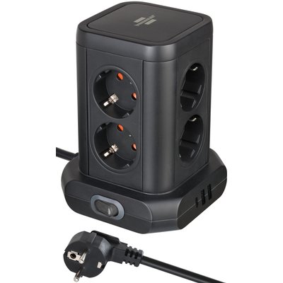 Multiprise Brennenstuhl tour 8 prises avec 2x USB-A 1x USB-C PD noir