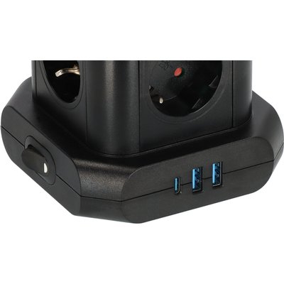 Multiprise Brennenstuhl tour 8 prises avec 2x USB-A 1x USB-C PD noir