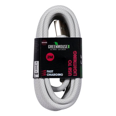 Kabel Green Mouse USB-A to Lightning data Woven 2m
