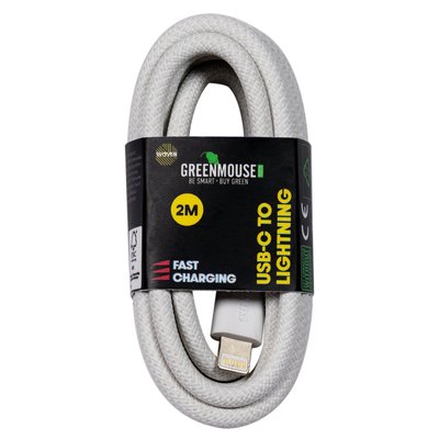 Kabel Green Mouse USB-C to Lightning data Woven 2m