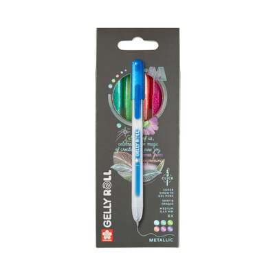 Stylo gel Sakura Gelly Roll Metallic 08 rétractable set 6 couleurs