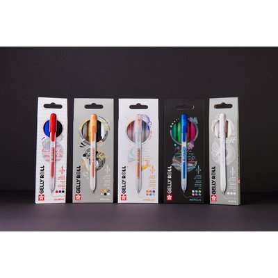 Stylo gel Sakura Gelly Roll Metallic 08 rétractable set 6 couleurs