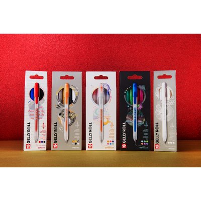Stylo gel Sakura Gelly Roll Stardust 08 rétractable set 6 couleurs