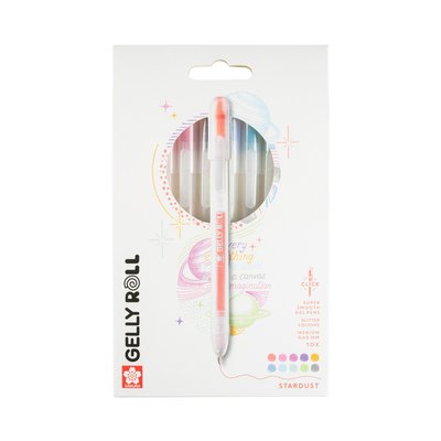 Stylo gel Sakura Gelly Roll Stardust 08 rétractable set 10 couleurs