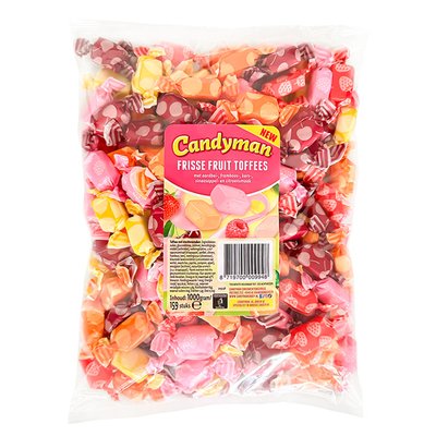 Toffees Candyman frisse fruit zak 1 kilogram