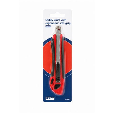 Cutter IEZZY 9mm plastique prise Softgrip 3 lames incluses
