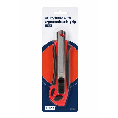 Cutter IEZZY 18mm plastique prise Softgrip 3 lames incluses