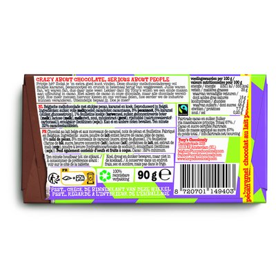 Chocolade Tony's Chocolonely melk karamel pecan crunch reep 90 gram