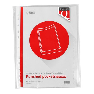 Pochette Quantore A4 11 perforations PP 0,11 lisse 25 pièces