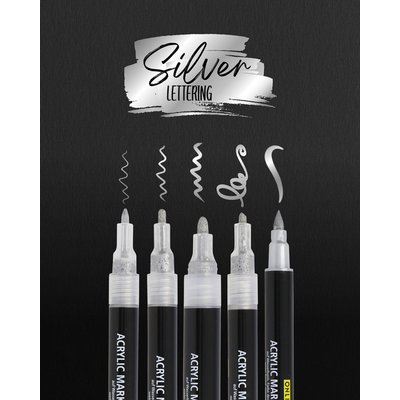 Marqueur acrylique Online lettering 5 largeurs argent