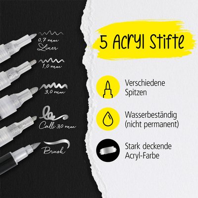 Marqueur acrylique Online lettering 5 largeurs argent