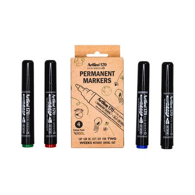 Marqueur permanent Artline 170 Dry Safe Eco ogive Medium assorti 4 pièces
