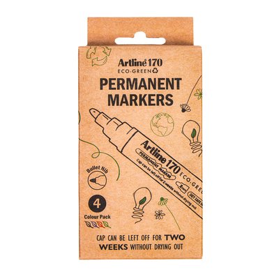 Marqueur permanent Artline 170 Dry Safe Eco ogive Medium assorti 4 pièces