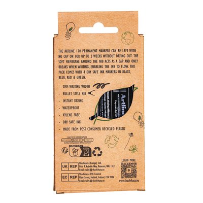 Marqueur permanent Artline 170 Dry Safe Eco ogive Medium assorti 4 pièces