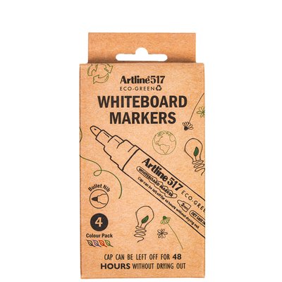 Whiteboardmarker Artline 517 Dry Safe Eco rond medium ass 4 stuks