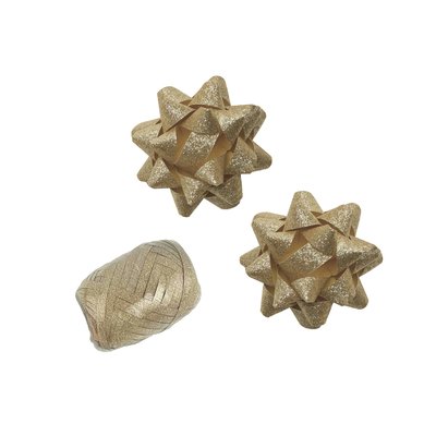 Ruban cadeau Polyband + 2 rosettes or pailleté