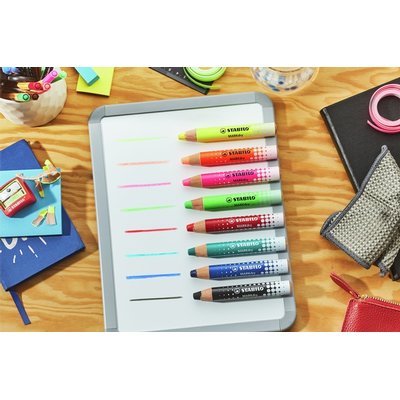 Crayon tableau blanc STABILO MARKdry étui 4 couleurs néon