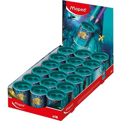 Taille-crayon Maped Dragon 2 trous présentoir 18 pièces bleu
