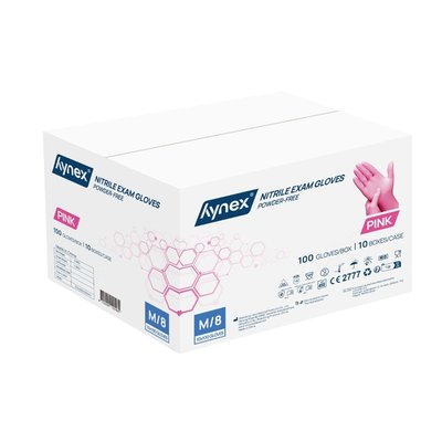 Handschoen Hynex nitril M roze 3.5gr 100 stuks
