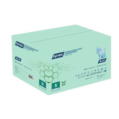 Handschoen Hynex nitril Bio S blauw 3.5gr 100 stuks