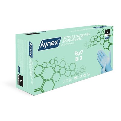Handschoen Hynex nitril Bio L blauw 3.5gr 100 stuks