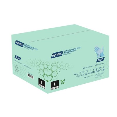 Handschoen Hynex nitril Bio L blauw 3.5gr 100 stuks