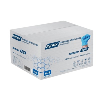 Handschoen Hynex nitril M blauw 5gr extra sterk 100 stuks