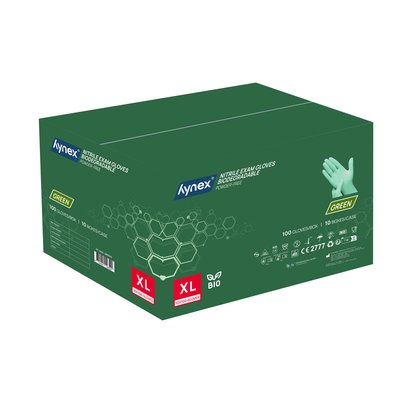 Handschoen Hynex nitril Bio XL groen 3.5gr 100 stuks
