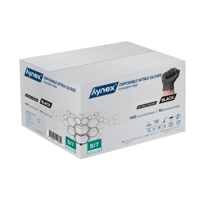 Gant Hynex nitrile extra résistant S noir 5g 100 pièces