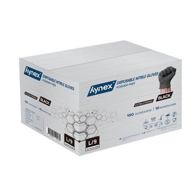 Handschoen Hynex nitril L zwart 5gr extra sterk 100 stuks
