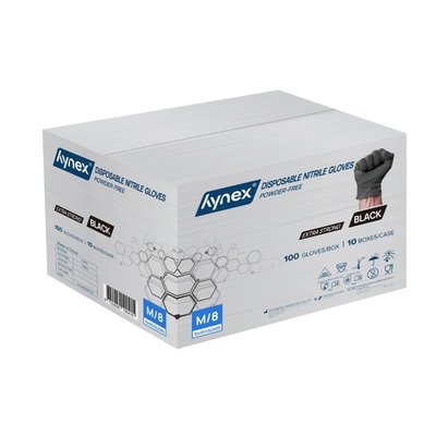 Handschoen Hynex nitril M zwart 5gr extra sterk100 stuks