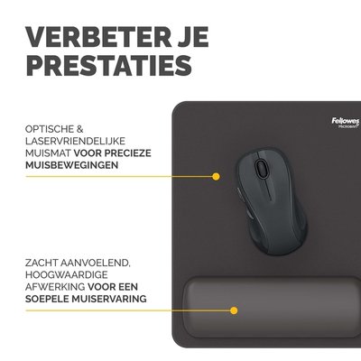Muismat met polssteun Fellowes Breyta zwart