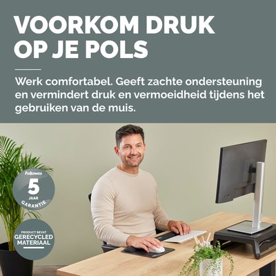 Muismat met polssteun Fellowes Breyta zwart