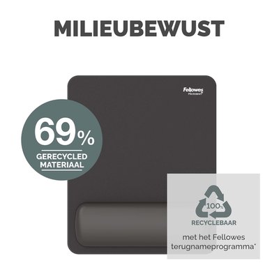 Muismat met polssteun Fellowes Breyta zwart