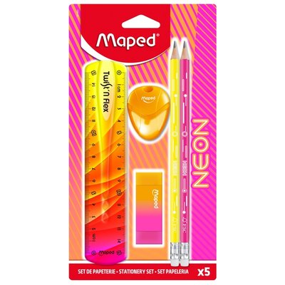 Tekenset Maped Neon set à 5 delen assorti