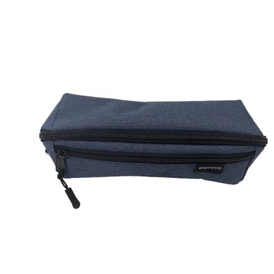 Pennenetui Econovo met 2 ritsluitingen blauw