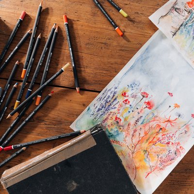 Crayon aquarelle Staedtler Mars Lumograph set 12 couleurs