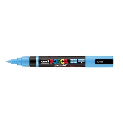 Paintmarker Uni POSCA PC-5BR brushpunt medium lichtblauw