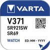 Pile bouton VARTA 1x V371/SR69 argent Photo