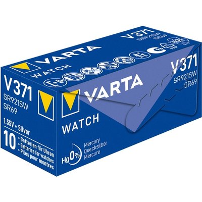 Pile bouton VARTA 1x V371/SR69 argent