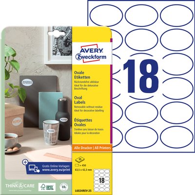 Etiket Avery L6024REV-25 63.5x42.3mm wit 450 stuks