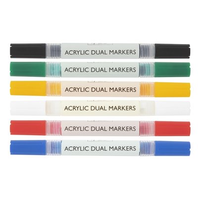 Marqueur acrylique Nassau double pointe set 6 couleurs