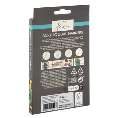 Marqueur acrylique Nassau double pointe set 6 couleurs