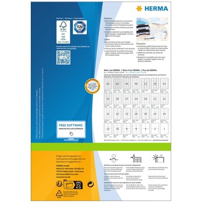 Etiquette HERMA 4654 105x39mm Premium blanc 1400 pièces