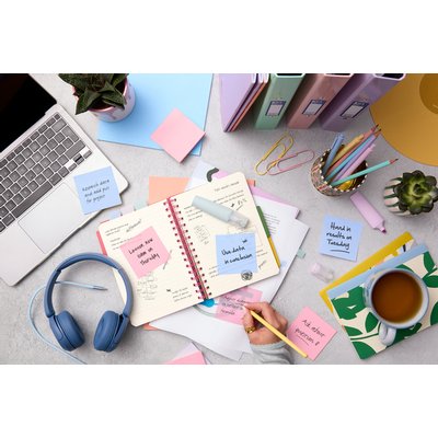 Memoblok Post-it 3M 73x73mm Transparant blauw