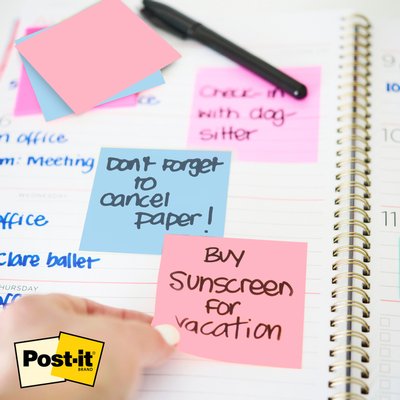 Memoblok Post-it 3M 73x73mm Transparant blauw