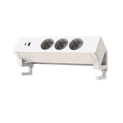 Stekkerdoos Euroseats opbouw 3 voudig USB A+C wit