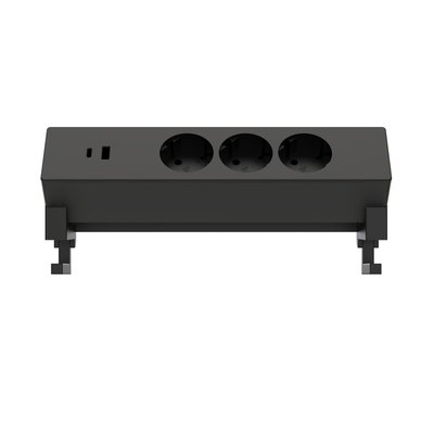 Multiprise Euroseat à poser 3 prises USB A+C noir