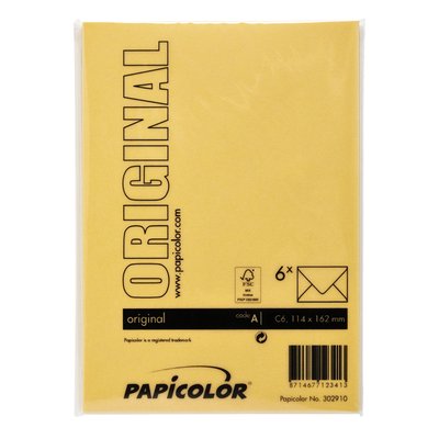 Envelop Papicolor C6 114x162mm dottergeel pak à 6 stuks